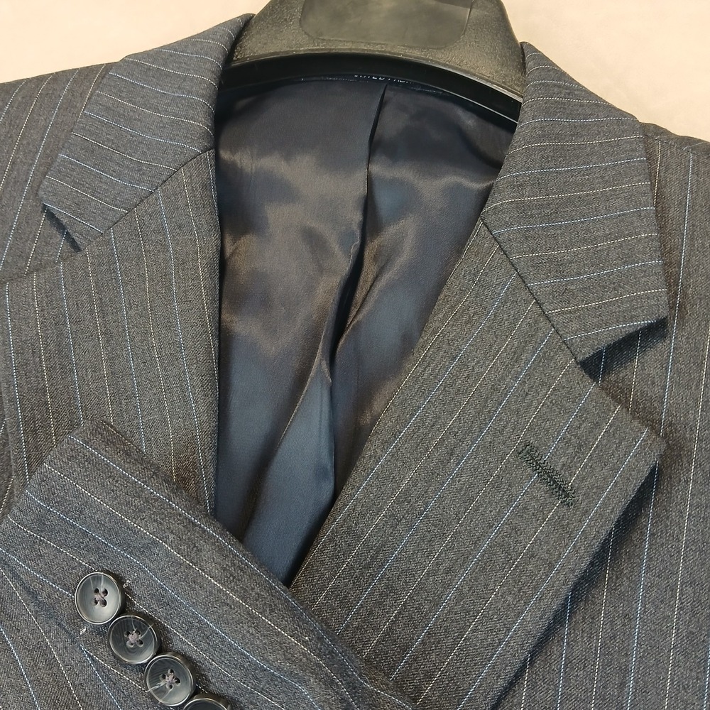 Nautica 42L Mens Blazer Sport Coat 21x33 Pinstripes Charcoal Blue